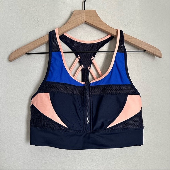 Athleta Trissential Crop Leggings & sports bra set Colorblock Blue/Peach - Picture 5 of 12